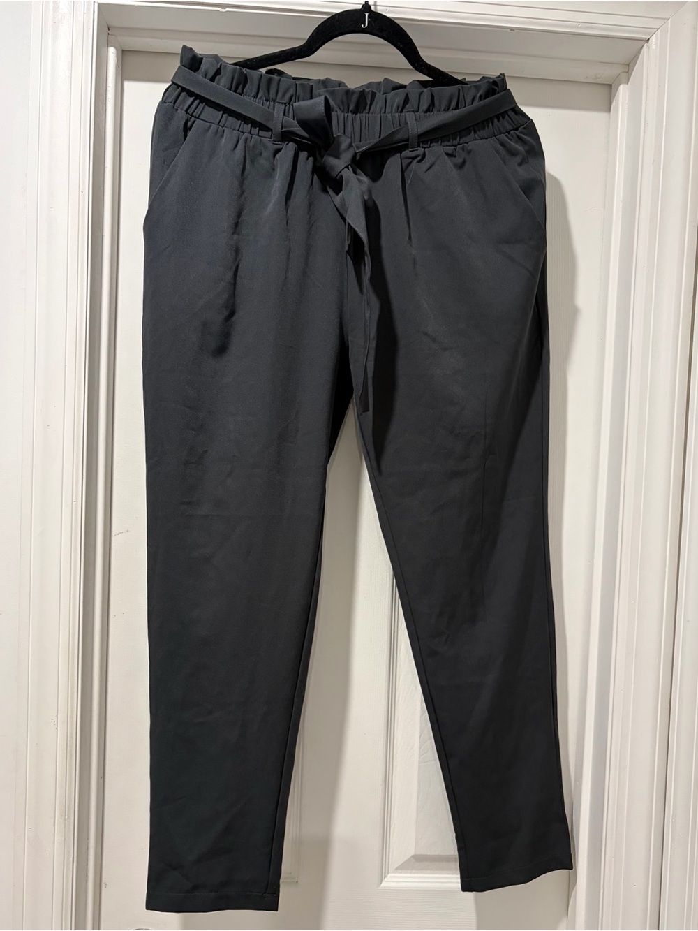 Revamped Dark Gray Tie-Waist Casual Pants